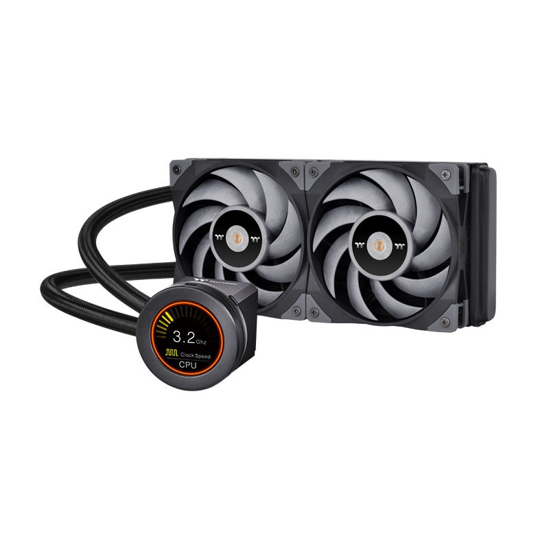 Thermaltake CL-W322-PL12GM-B Tietokoneen jäähdytysjärjestelmä Suoritin All-in-one-nesteenjäähdytin 12 cm Musta, Harmaa