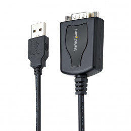 StarTech.com 1P3FPC-USB-SERIAL kaapelin sukupuolenvaihtaja DB-9 USB Type-A (4 pin) USB 2.0 Musta