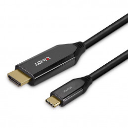 Lindy 43367 videokaapeli-adapteri 1 m USB Type-C HDMI-tyyppi A (vakio) Musta