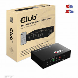 CLUB3D 3 to 1 HDMI™ 8K60Hz 4K120Hz Switch