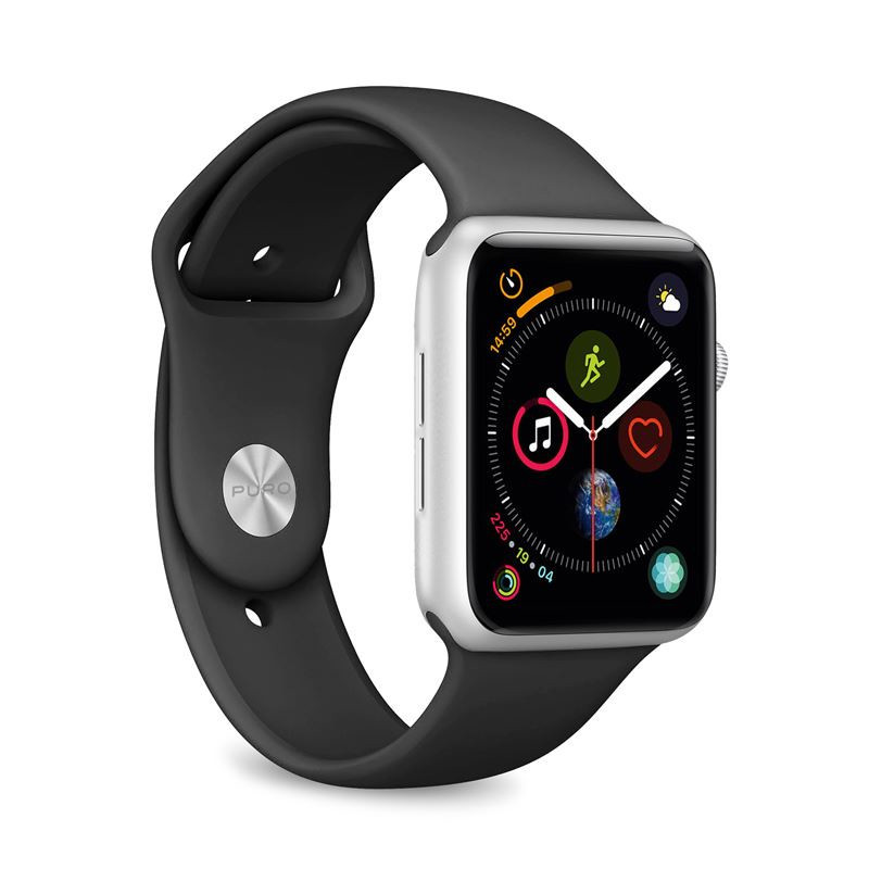 PURO ICON Apple Watch Band Yhtye Musta Silikoni