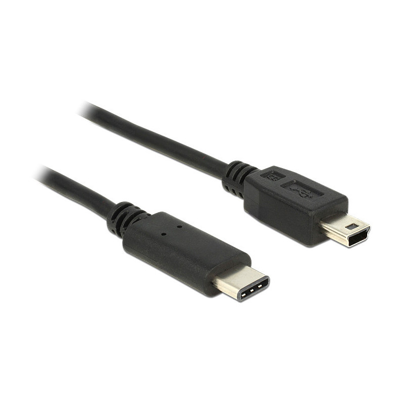 DeLOCK 0.5m, USB2.0-C USB2.0 Mini-B USB-kaapeli 0,5 m Mini-USB B USB C Musta