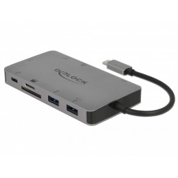 DeLOCK 87735 kannettavien tietokoneiden telakka ja porttitoistin Langallinen USB 3.2 Gen 1 (3.1 Gen 1) Type-C Harmaa