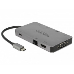 DeLOCK 87735 kannettavien tietokoneiden telakka ja porttitoistin Langallinen USB 3.2 Gen 1 (3.1 Gen 1) Type-C Harmaa