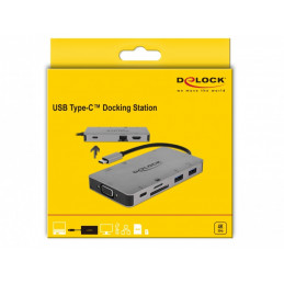 DeLOCK 87735 kannettavien tietokoneiden telakka ja porttitoistin Langallinen USB 3.2 Gen 1 (3.1 Gen 1) Type-C Harmaa