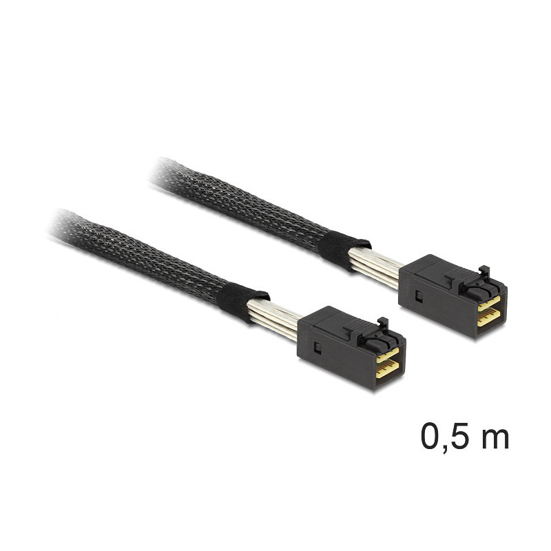 DeLOCK 0.5m, Mini SAS HD x 4 SFF 8643 0,5 m Musta