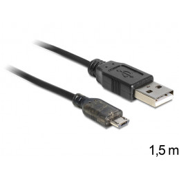 DeLOCK USB 2.0-A - USB micro-B, 1.5m USB-kaapeli 1,5 m USB A Micro-USB B Musta