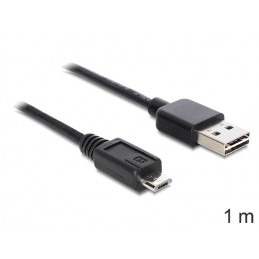 DeLOCK EASY-USB 2.0-A - USB 2.0 micro-B, 1m USB-kaapeli USB A Micro-USB B Musta