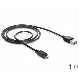 DeLOCK EASY-USB 2.0-A - USB 2.0 micro-B, 1m USB-kaapeli USB A Micro-USB B Musta