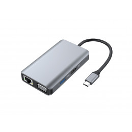 Conceptronic DONN21G kannettavien tietokoneiden telakka ja porttitoistin Langallinen USB 3.2 Gen 1 (3.1 Gen 1) Type-C Harmaa