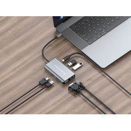 Conceptronic DONN21G kannettavien tietokoneiden telakka ja porttitoistin Langallinen USB 3.2 Gen 1 (3.1 Gen 1) Type-C Harmaa