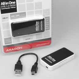 Axagon CRE-X1 kortinlukija USB 2.0 Musta, Valkoinen