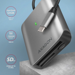 Axagon CRE-S3C kortinlukija USB 3.2 Gen 1 (3.1 Gen 1) Type-C Harmaa