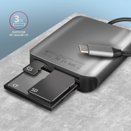 Axagon CRE-S3C kortinlukija USB 3.2 Gen 1 (3.1 Gen 1) Type-C Harmaa