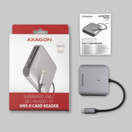 Axagon CRE-S3C kortinlukija USB 3.2 Gen 1 (3.1 Gen 1) Type-C Harmaa