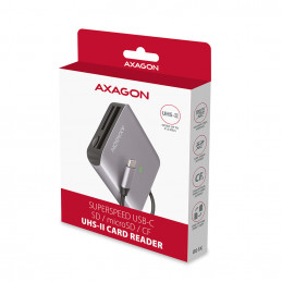 Axagon CRE-S3C kortinlukija USB 3.2 Gen 1 (3.1 Gen 1) Type-C Harmaa