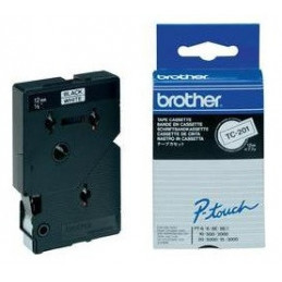 Brother Gloss Laminated Labelling Tape - 12mm, Black White, 10-pk etikettien kirjoitusnauha TC