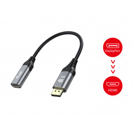 Equip 133446 videokaapeli-adapteri 0,15 m DisplayPort HDMI Musta, Harmaa