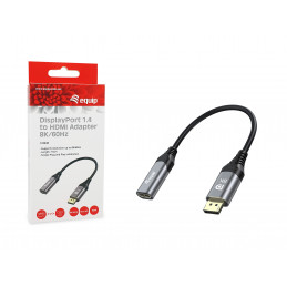 Equip 133446 videokaapeli-adapteri 0,15 m DisplayPort HDMI Musta, Harmaa