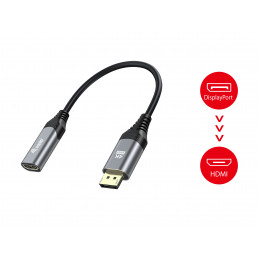 Equip 133445 videokaapeli-adapteri 0,15 m DisplayPort HDMI Musta, Harmaa
