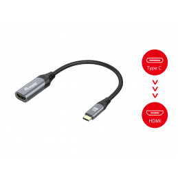 Equip 133492 videokaapeli-adapteri 0,15 m USB Type-C HDMI Musta, Harmaa