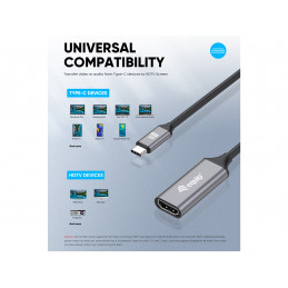 Equip 133491 videokaapeli-adapteri 0,15 m USB Type-C HDMI Musta, Harmaa