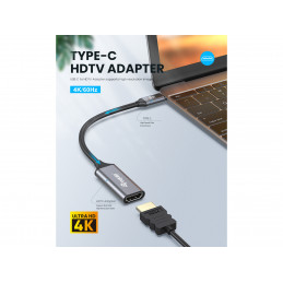 Equip 133491 videokaapeli-adapteri 0,15 m USB Type-C HDMI Musta, Harmaa