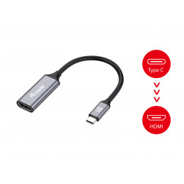 Equip 133491 videokaapeli-adapteri 0,15 m USB Type-C HDMI Musta, Harmaa