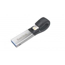 SanDisk iXpand USB-muisti 16 GB USB Type-A   Lightning 3.2 Gen 1 (3.1 Gen 1) Musta, Hopea