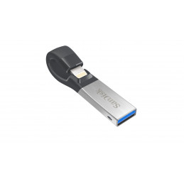 SanDisk iXpand USB-muisti 16 GB USB Type-A   Lightning 3.2 Gen 1 (3.1 Gen 1) Musta, Hopea