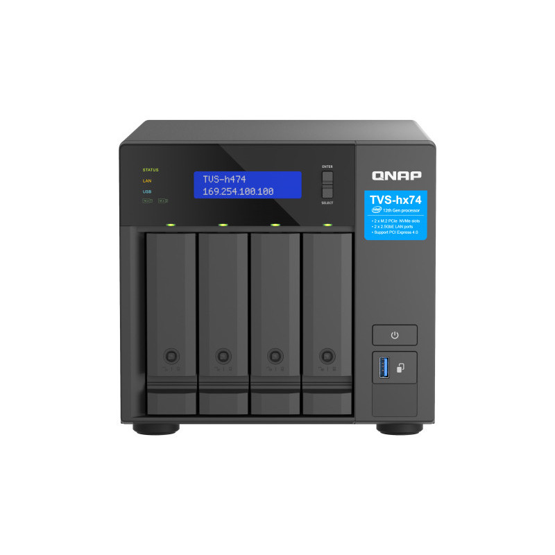 QNAP TVS-H474 NAS Tower Ethernet LAN Musta G7400