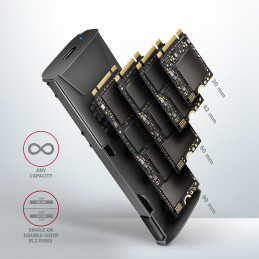 Axagon EEM2-GTS tallennusaseman kotelo SSD-kotelo Harmaa M.2
