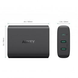 AUKEY PA-Y12 mobiililaitteen laturi Universaali Musta AC Pikalataus Sisätila