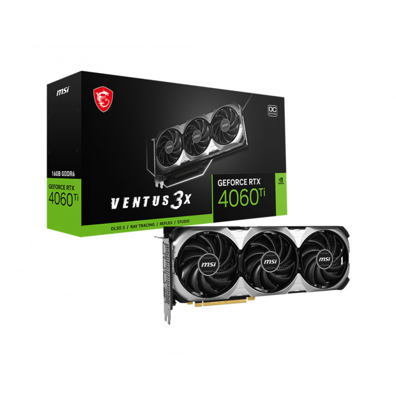 MSI GEFORCE RTX 4060 TI VENTUS 3X 16G OC näytönohjain NVIDIA 16 GB GDDR6