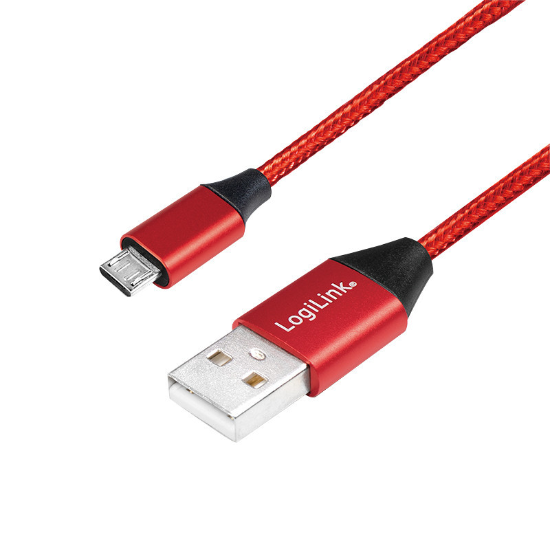 LogiLink CU0152 USB-kaapeli 0,3 m USB 2.0 USB A Micro-USB B Punainen