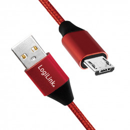 LogiLink CU0152 USB-kaapeli 0,3 m USB 2.0 USB A Micro-USB B Punainen