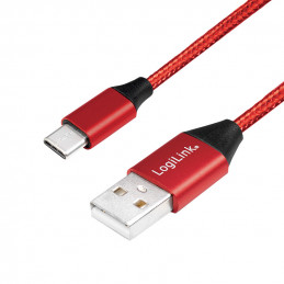 LogiLink CU0148 USB-kaapeli 1 m USB 2.0 USB A USB C Musta, Punainen