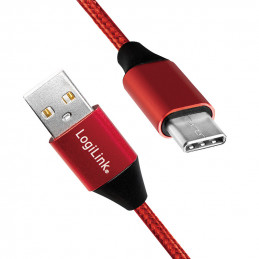 LogiLink CU0148 USB-kaapeli 1 m USB 2.0 USB A USB C Musta, Punainen