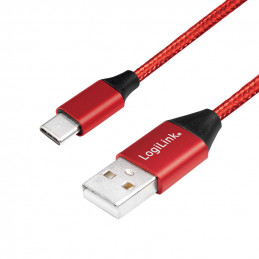 LogiLink CU0147 USB-kaapeli 0,3 m USB 2.0 USB A USB C Punainen