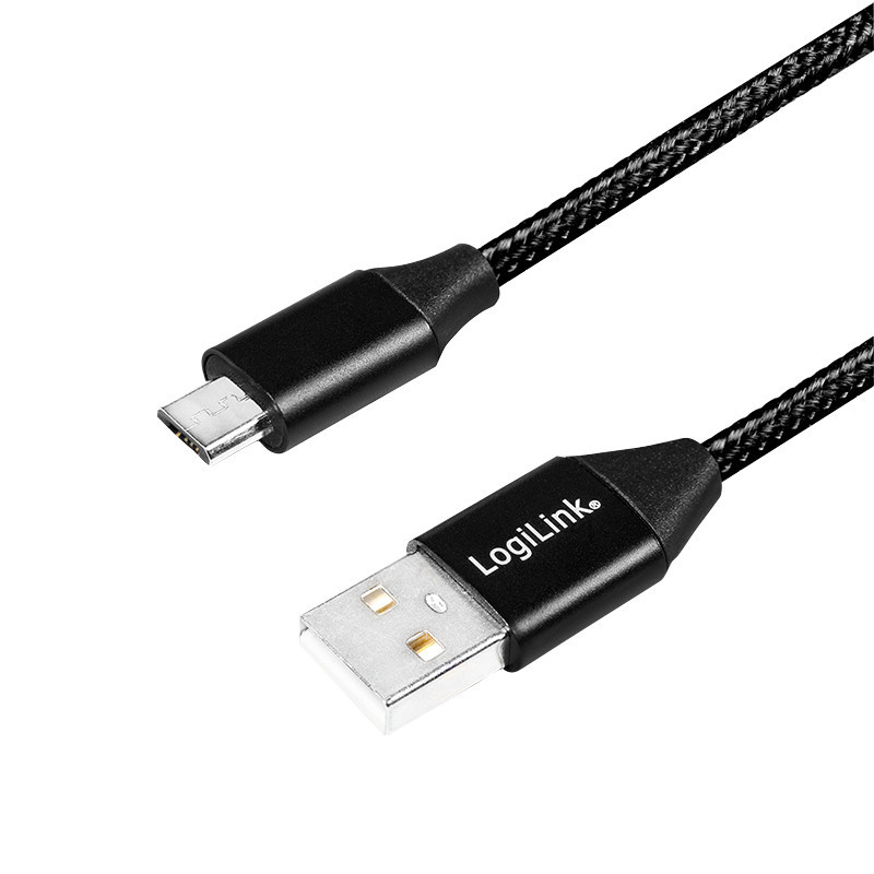 LogiLink CU0144 USB-kaapeli 1 m USB 2.0 USB A Micro-USB B Musta