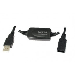 LogiLink 10m USB - USB 2.0 M F USB-kaapeli USB A Musta