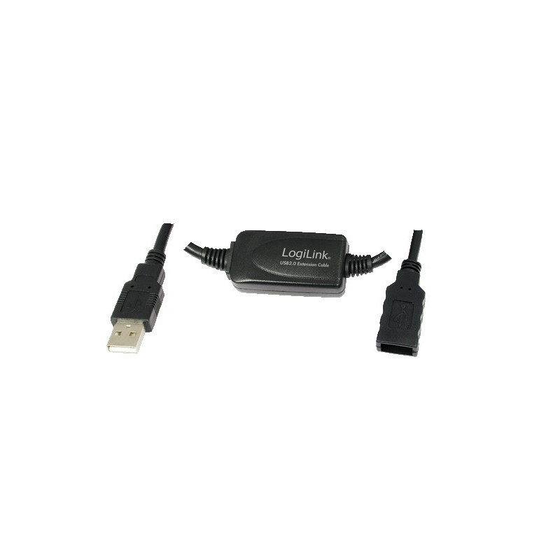 LogiLink 10m USB - USB 2.0 M F USB-kaapeli USB A Musta