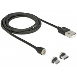 DeLOCK 85723 USB-kaapeli 1,1 m USB 2.0 USB A USB C Micro-USB B Musta