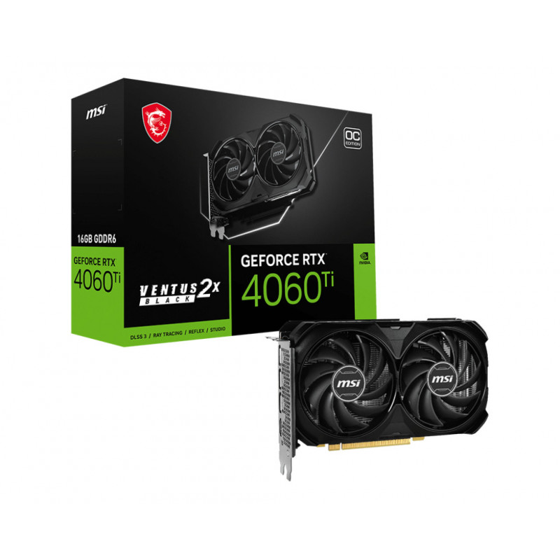 MSI GEFORCE RTX 4060 TI VENTUS 2X BLACK 16G OC näytönohjain NVIDIA 8 GB GDDR6