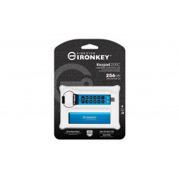 Kingston Technology IronKey Keypad 200 USB-muisti 256 GB USB Type-C 3.2 Gen 1 (3.1 Gen 1) Sininen