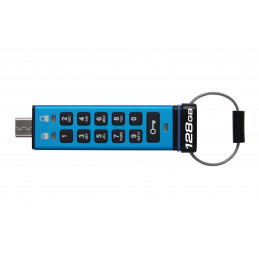 Kingston Technology IronKey Keypad 200 USB-muisti 128 GB USB Type-C 3.2 Gen 1 (3.1 Gen 1) Sininen
