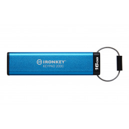 Kingston Technology IronKey Keypad 200 USB-muisti 16 GB USB Type-C 3.2 Gen 1 (3.1 Gen 1) Sininen