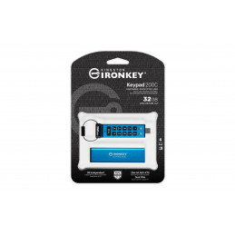 Kingston Technology IronKey Keypad 200 USB-muisti 32 GB USB Type-C 3.2 Gen 1 (3.1 Gen 1) Sininen