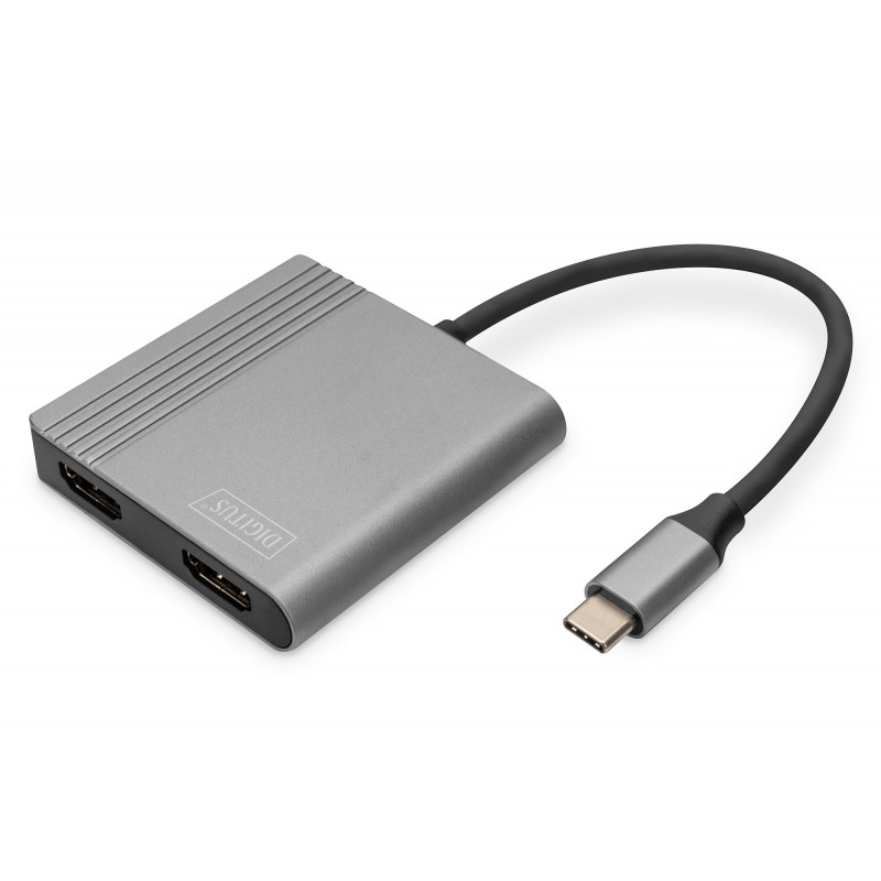 Digitus DA-70828 videokaapeli-adapteri 0,18 m USB Type-C 2 x HDMI Harmaa