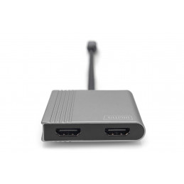 Digitus DA-70828 videokaapeli-adapteri 0,18 m USB Type-C 2 x HDMI Harmaa